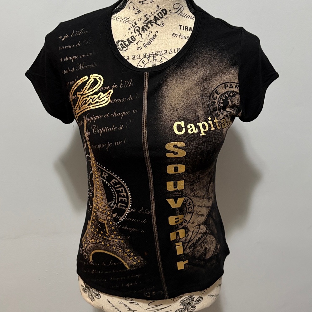 Black and Gold Graphic Women's Top